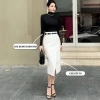 Chân váy bút chì dài 70cm lưng cao đáp tà, đai thời trang công sở mẫu mới, giá 170k