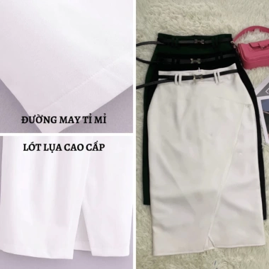 Chân váy bút chì dài 70cm lưng cao đáp tà, đai thời trang công sở mẫu mới, giá 170k