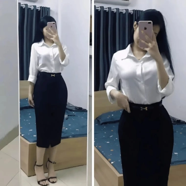 Chân váy bút chì dài 70cm lưng cao đáp tà, đai thời trang công sở mẫu mới, giá 170k