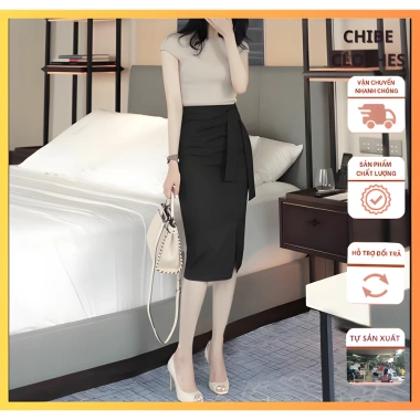 Chân Váy Bút Chì dài 70cm Sẻ Trước Buộc Nơ Thời Trang Nữ Vitex - Giá 180.000₫