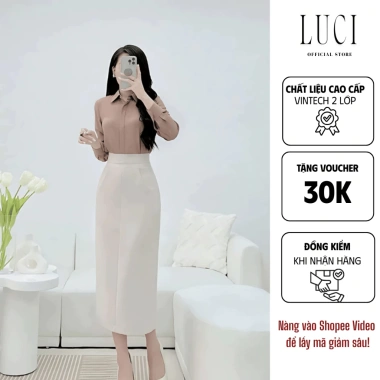 Chân Váy Bút Chì Dài 80cm Đen-Trắng Ôm Dáng, Che Đùi, Vải Dày Thấm Hút Mồ Hôi - 184k