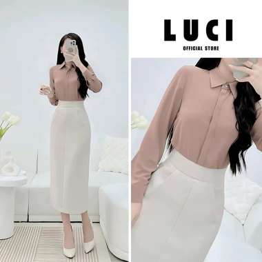 Chân Váy Bút Chì Dài 80cm Đen-Trắng Ôm Dáng, Che Đùi, Vải Dày Thấm Hút Mồ Hôi - 184k