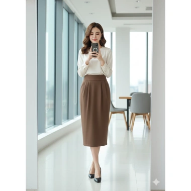 Chân váy bút chì dài 85cm cạp cao tôn eo, xẻ sau 2 túi chéo - Thu đông giá 370k 6