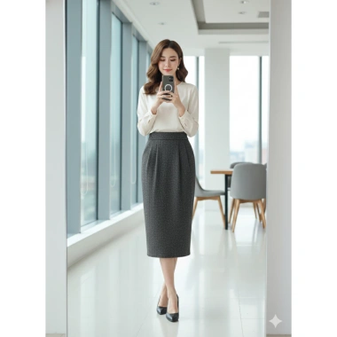 Chân váy bút chì dài 85cm cạp cao tôn eo, xẻ sau 2 túi chéo - Thu đông giá 370k 7