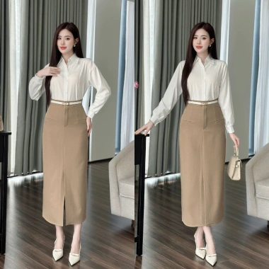 Chân váy bút chì dài cạp cao LACHI công sở xẻ tà, bigsize, giảm giá 229k 2