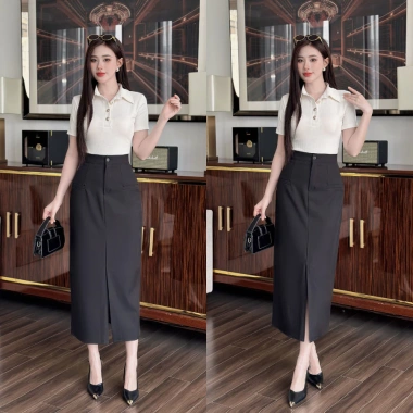 Chân váy bút chì dài cạp cao LACHI công sở xẻ tà, bigsize, giảm giá 229k 3