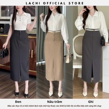 Chân váy bút chì dài cạp cao LACHI công sở xẻ tà, bigsize, giảm giá 229k 5