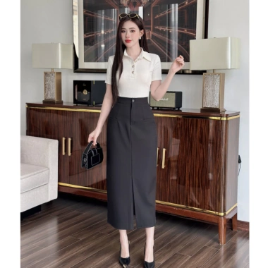 Chân váy bút chì dài cạp cao LACHI công sở xẻ tà, bigsize, giảm giá 229k 10