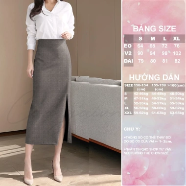 Chân váy bút chì dài cạp cao tôn dáng xẻ trước che bụng CV27 chất đẹp dày dặn 171k