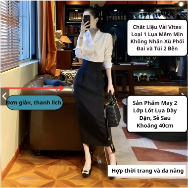 Chân váy bút chì dài cạp cao Vitex co giãn nhẹ - giảm giá 175k Shopngoctrang10 2