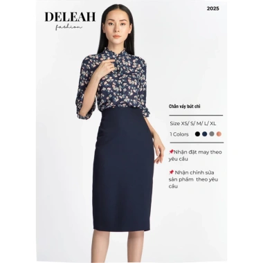 Chân váy bút chì dài ôm body, cạp cao tôn dáng, xẻ sau - Công sở De Leah