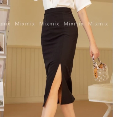 Chân Váy Bút Chì Dài Qua Gối Xẻ Trước Latifah MIXMIX - Thiết Kế Độc Giá 310k