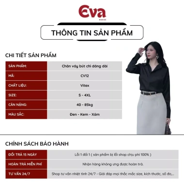 Chân váy bút chì dài sang trọng công sở, thanh lịch, kèm đai EVA BIGSIZE CV12 - giảm giá 209k