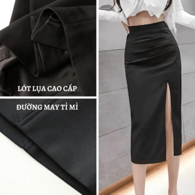 Chân váy bút chì dài xẻ tà trước, phom ôm cạp cao, tôn dáng, giá 168.000₫