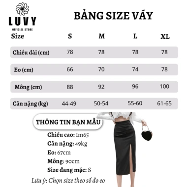 Chân váy bút chì dài xẻ tà trước, phom ôm cạp cao, tôn dáng, giá 168.000₫