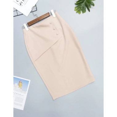 Chân Váy Bút Chì Dáng Dài 68cm Công Sở Phối Vạt 3 Cúc Ốp Giá 187.200 VND 5