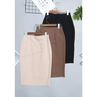 Chân Váy Bút Chì Dáng Dài 68cm Công Sở Phối Vạt 3 Cúc Ốp Giá 187.200 VND 7