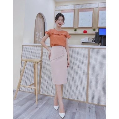 Chân Váy Bút Chì Dáng Dài 68cm Công Sở Phối Vạt 3 Cúc Ốp Giá 187.200 VND 9