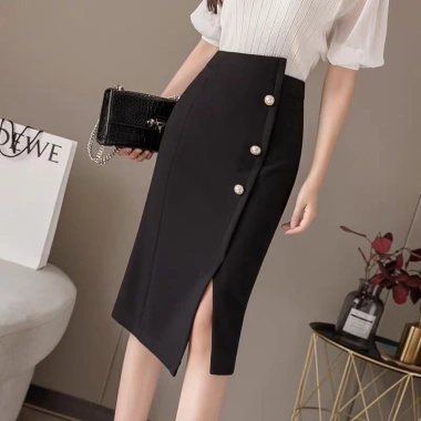 Chân Váy Bút Chì Dáng Dài Công Sở Vitex Che Gối, Cạp Lệch, Phối 3 Cúc d68cm Bigc Giá 185k 2