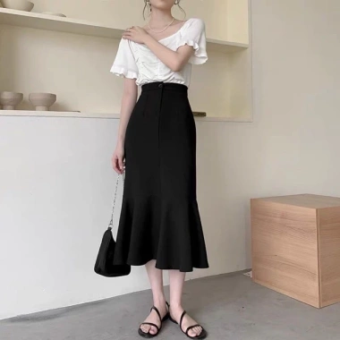 Chân Váy Bút Chì Đuôi Cá Dài 80cm Cạp Đính Cúc - Giá Ưu Đãi 176k