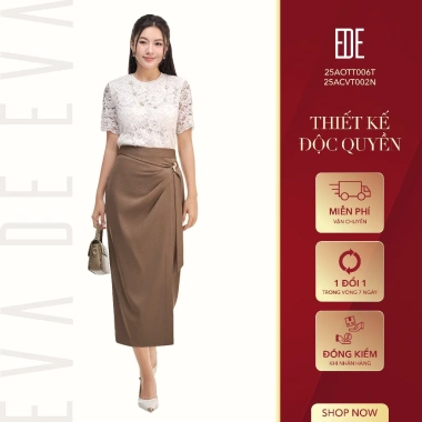 Chân váy bút chì Eva de Eva 25ACVT002N - Thiết kế cách điệu, Giá ưu đãi 314.650₫