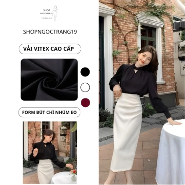 Chân Váy Bút Chì Gấp Ly 2 Lớp Phần Eo Che Khuyết Điểm Bụng Phù Hợp Đi Làm SHOPNGOCTRANG19 2