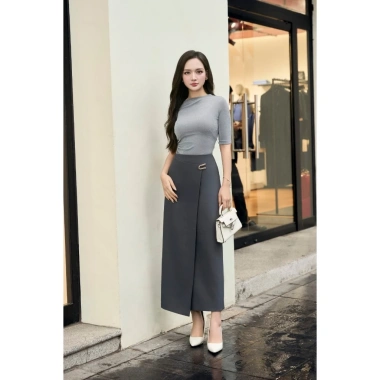 Chân Váy Bút Chì JUCY CV73 Vạt Chéo Lệch Tà Khuy Cài Điểm Nhấn - Sale 575k