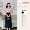 Chân váy bút chì LAHA Fashion Midi dài dáng suông xẻ tà sau, sang trọng, chỉ 129k