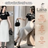 Chân váy bút chì LAHA Fashion Midi dài dáng suông xẻ tà sau, sang trọng, chỉ 129k 2