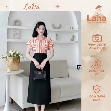 Chân váy bút chì LAHA Fashion Midi dài dáng suông xẻ tà sau, sang trọng, chỉ 129k