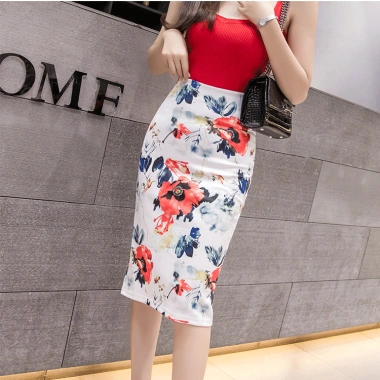 Chân Váy Bút Chì Lưng Cao Họa Tiết Hoa Thanh Lịch - Giá Ưu Đãi 213.840₫
