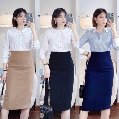 Chân Váy Bút Chì Lưng Cao Túi Bổ Cơi Dáng Dài CV21 - Giá ưu đãi 169k