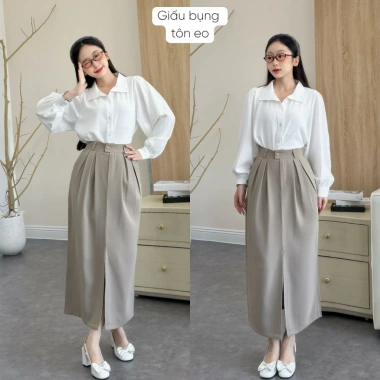 Chân váy bút chì Mely Fashion công sở, cạp cao xẻ tà, tôn dáng che bụng, giá 139k 2