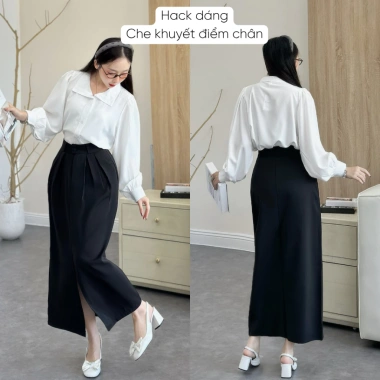 Chân váy bút chì Mely Fashion công sở, cạp cao xẻ tà, tôn dáng che bụng, giá 139k 3