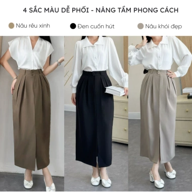 Chân váy bút chì Mely Fashion công sở, cạp cao xẻ tà, tôn dáng che bụng, giá 139k 4
