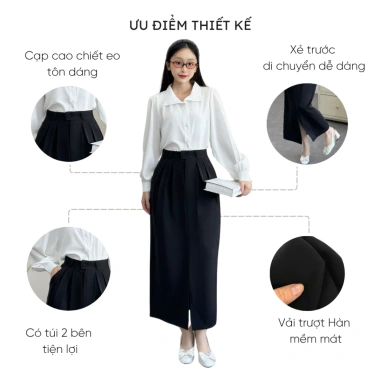 Chân váy bút chì Mely Fashion công sở, cạp cao xẻ tà, tôn dáng che bụng, giá 139k 5