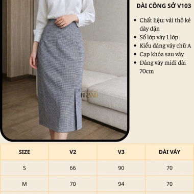 Chân Váy Bút Chì Midi Xẻ Sau Caro Nhỏ Váy Công Sở Dáng Ôm Tôn Dáng Lưng Cao Thanh Lịch