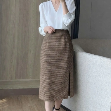 Chân Váy Bút Chì Midi Xẻ Sau Caro Nhỏ Váy Công Sở Dáng Ôm Tôn Dáng Lưng Cao Thanh Lịch 3 Chân Váy Bút Chì Midi Xẻ Sau Caro Nhỏ Váy Công Sở Dáng Ôm Tôn Dáng Lưng Cao Thanh Lịch 3