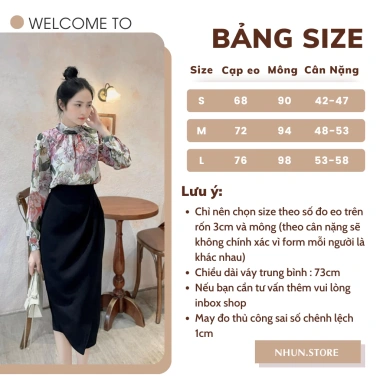 Chân Váy Bút Chì NhunFashion Công Sở Đắp Tà Xếp Nếp Eo Thanh Lịch N120 165k