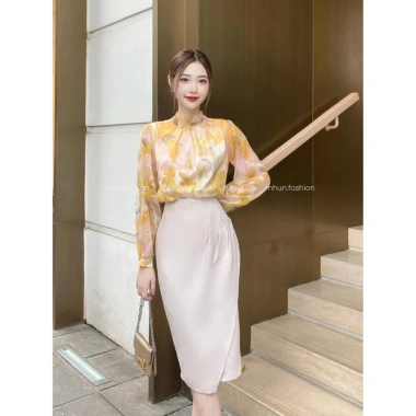 Chân Váy Bút Chì NhunFashion Công Sở Đắp Tà Xếp Nếp Eo Thanh Lịch N120 165k