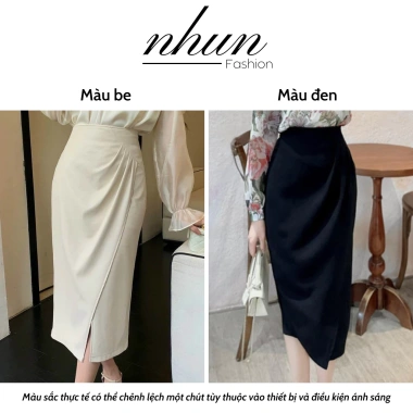 Chân Váy Bút Chì NhunFashion Công Sở Đắp Tà Xếp Nếp Eo Thanh Lịch N120 165k