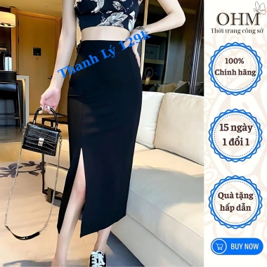Chân Váy Bút Chì Sẻ Trước Ép Mùng Cao Cấp OHM CV08 Đi Làm Công Sở Giá 130k