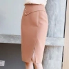 Chân váy bút chì sọc trước đáp tà, vạt thảo chéo đính cúc - Giá chỉ 165k 4