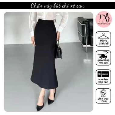 Chân váy bút chì suông dài, xẻ tà sau, Vitex cao cấp - Tú Anh Store BC08