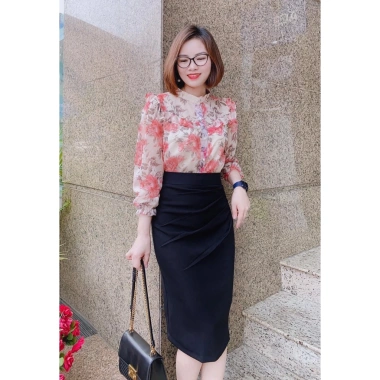 Chân váy bút chì SUSUCLOTHING Vitex xẻ sau công sở, xếp li sườn, dài 68cm - 183.600₫