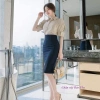 Chân váy bút chì tím than dài tới gối, thanh lịch, size M9 - Giá ưu đãi 175k 3