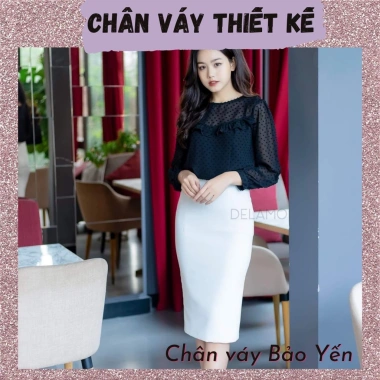 Chân váy bút chì trắng 2 lớp xẻ sau size M8 - Giá chỉ 185.000đ, giảm tới 23%