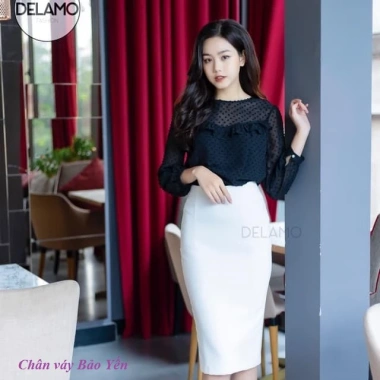 Chân váy bút chì trắng 2 lớp xẻ sau size M8 - Giá chỉ 185.000đ, giảm tới 23%