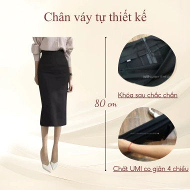 Chân Váy Bút Chì UMI Hàn Giãn 4 Chiều Dài 70-80cm Công Sở Nữ Ưu Đãi 156k