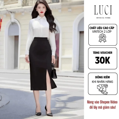Chân váy bút chì xẻ trước 70cm xẻ tà dài vải mềm mát CV035 giá 180.000 VND